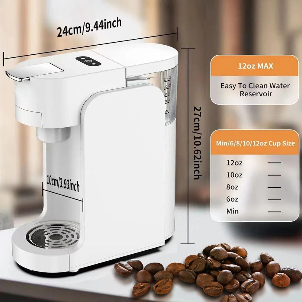 Espresso Machine, Single-Serve Coffee Maker, Mini Capsule Coffee Machine with 12oz Water Tank, for K-cup Capsules, One-touch Switch, Cappuccino And Latte Machine Maker For Home,White