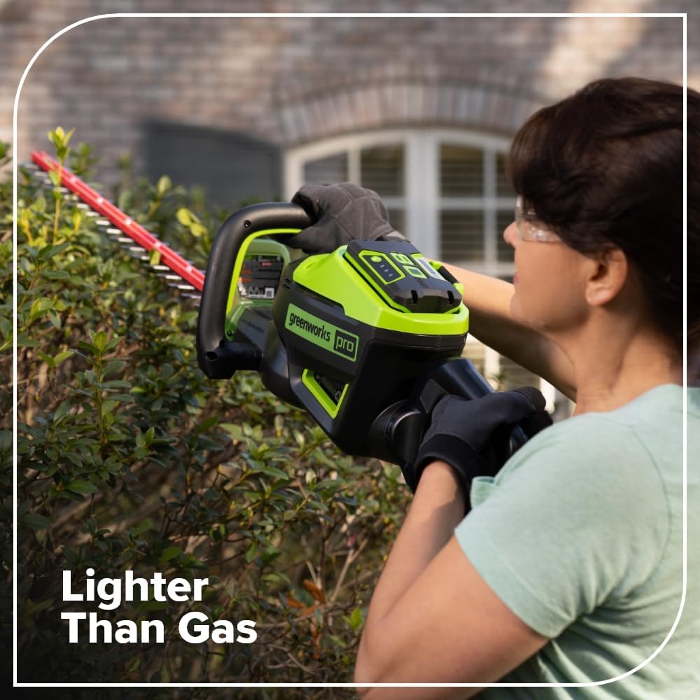 Greenworks PRO 80V 26'' Rotating Handle Hedge Trimmer Cordless, Includes 2.0Ah Battery and Charger, Brushless Landscaping Tool, Dual Action Blades