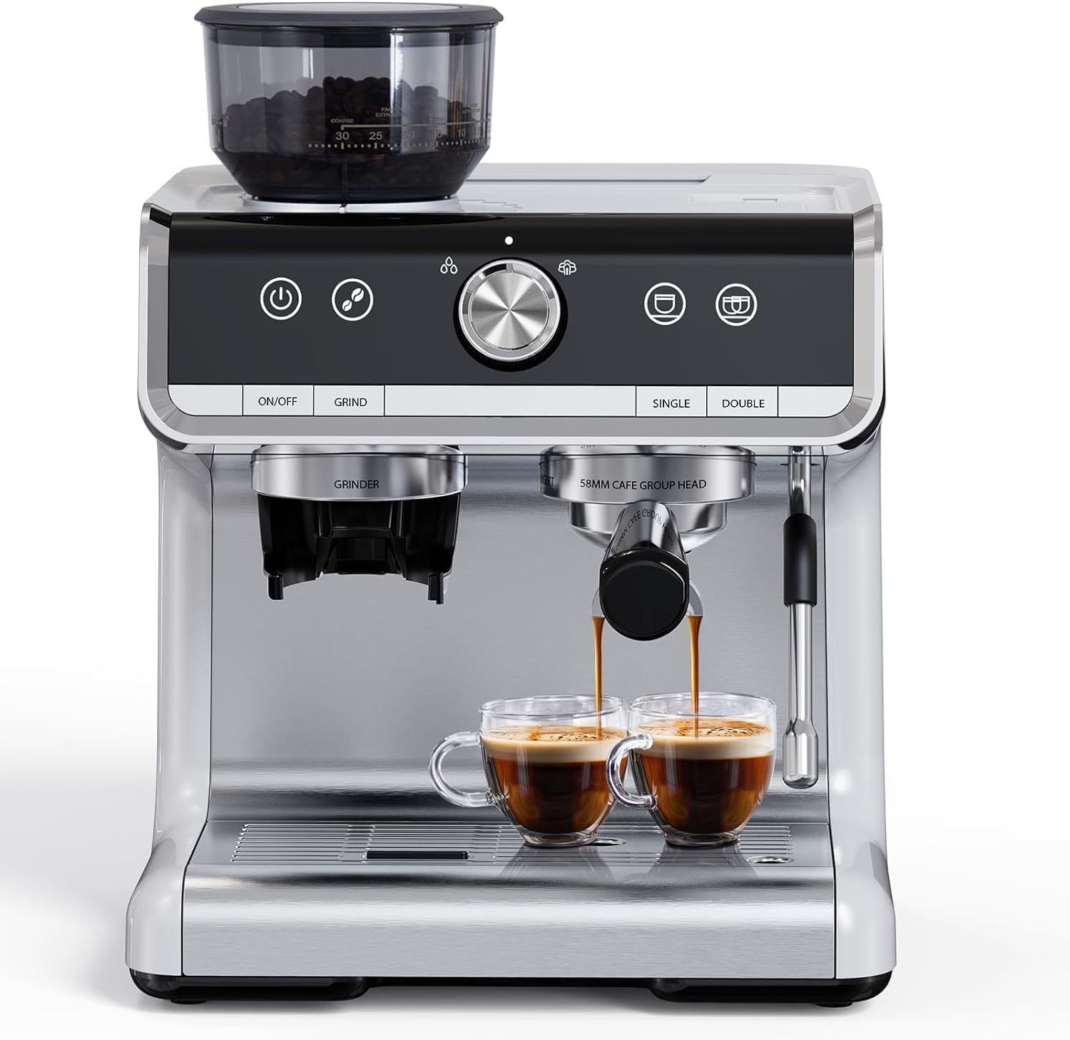 Towallmark Espresso Machine with Grinder, 20 Bar Professional Coffee Maker for Home, Milk Frother, Removable Water Tank, Steam Wand, Perfect for Espresso, Cappuccino, Latte