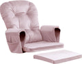 5PCS Glider Rocker Replacement Cushions Thick Soft Velvet Glider Cushions Replacement Set with Ottoman Cushion and Storage Pockets, Light Pink