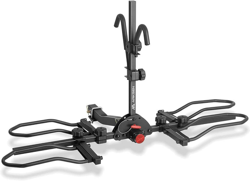 ARKSEN Bike Rack Hitch for Car, 2-Bike Hitch Mount Platform Rack,Holds Electric & Fat Tire Bikes up to 75 lbs Each (150 lbs Total), Fits 2' Receiver, Smart Tilt for SUV, Pickup, RV & Camper