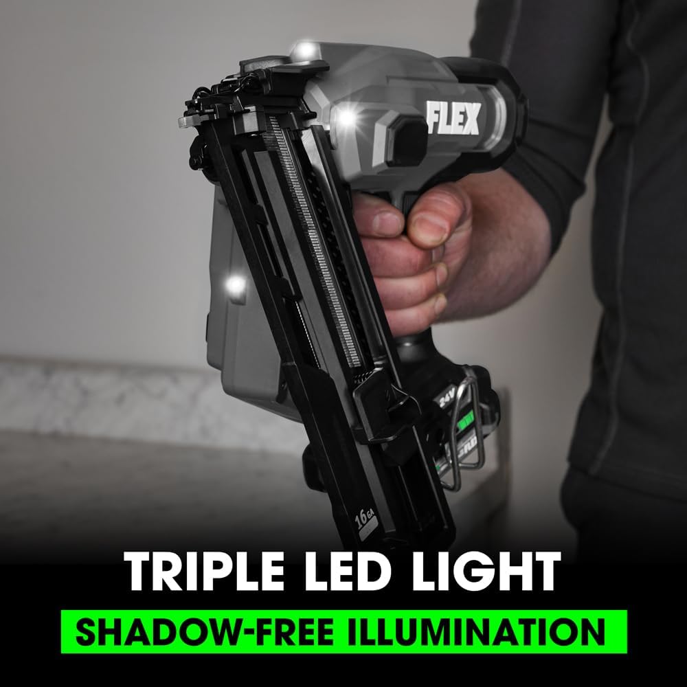 FLEX 24V Brushless Cordless 16 Gauge 1-1/4-inch to 2-1/2-inch Angled Finish Nailer Tool Only, Battery and Charger Not Included - FX4321A-Z