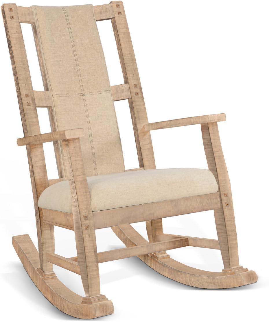 Sunny Designs Marina Mahogany Rocking Chair with Cushion Seat & Back in Beige