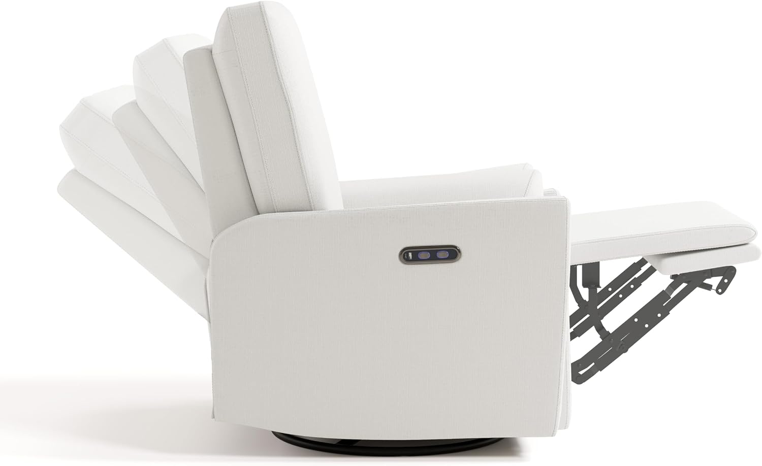 Storkcraft Santorini Deluxe Power Recliner Swivel Glider (Ivory Basketweave) – Premium Electronic Power Recliner for Nursery, Includes Dual-USB Charging Port for USB-A & USB-C, Glider Rocking Chair