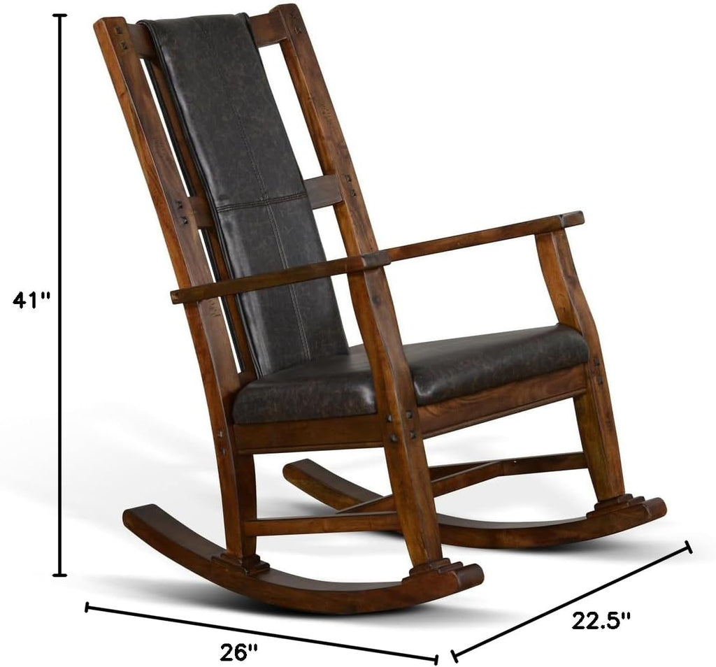 Sunny Designs Savannah Farmhouse Mahogany Wood Rocking Chair in Dark Brown