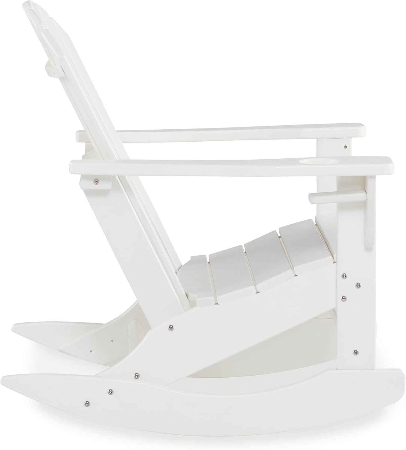 Signature Design by Ashley Sundown Treasure Cottage Weather Resistant Outdoor Rocking Chair with 1 Cup Holder, White