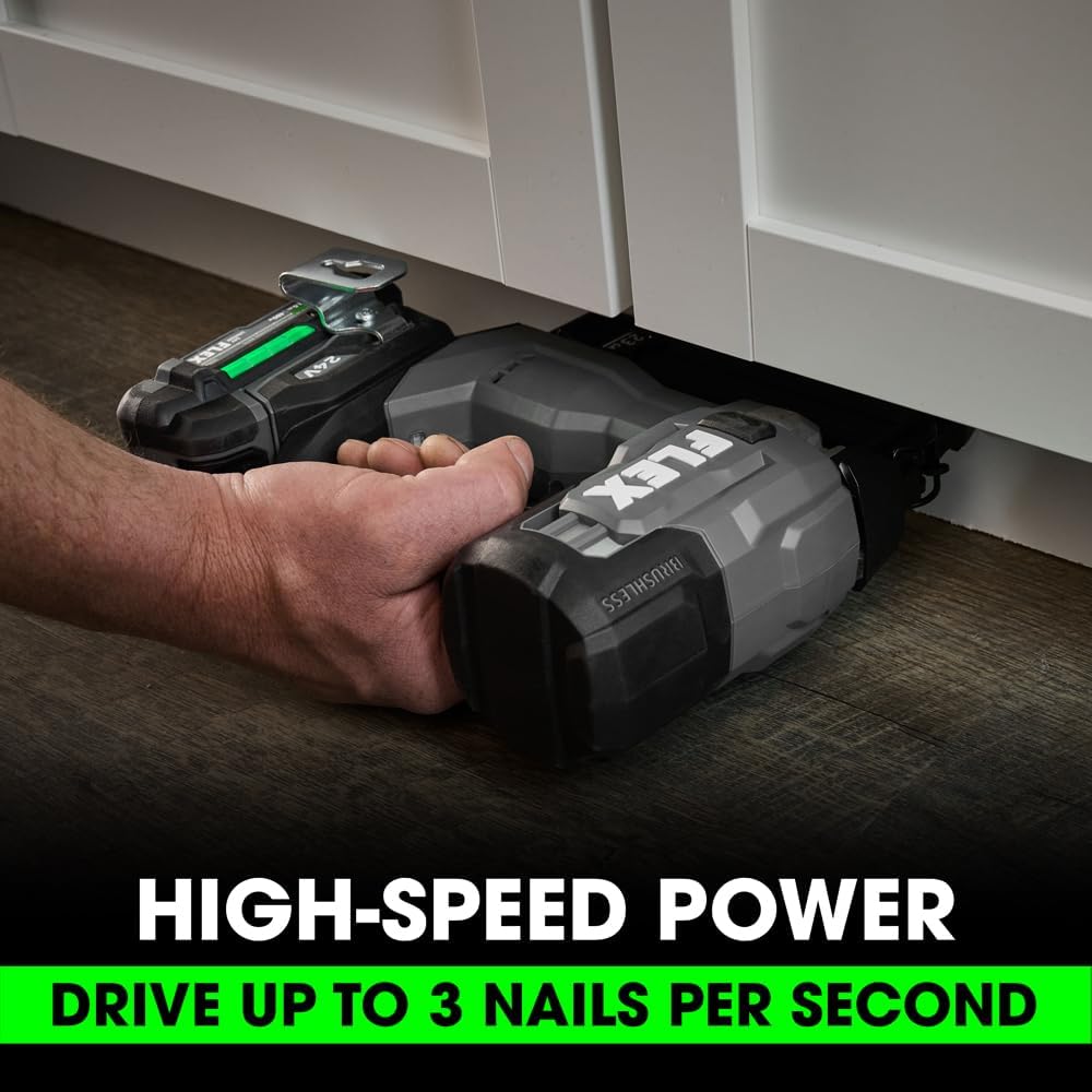 FLEX 24V Brushless Cordless 23-Gauge Pin Nailer Kit, Zero Ramp-up, Ideal for Delicate Trim and Molding, Lightweight w/ 2.5Ah Battery & 160W Fast Charger - FX4341-1A