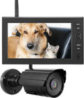 Outdoor Security Camera, Home Security Surveillance Camera, IR Night Vision, Motion Detection and Remote View with 4CH Surveillance Monitor System Display and TF Card