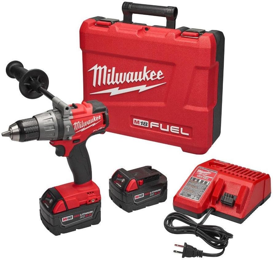 Milwaukee M18 FUEL 18-Volt Lithium-Ion Brushless 1/2 in. Hammer Drill/Driver XC Kit | Hardware Power Tools for Your Construction or Jobsite Needs