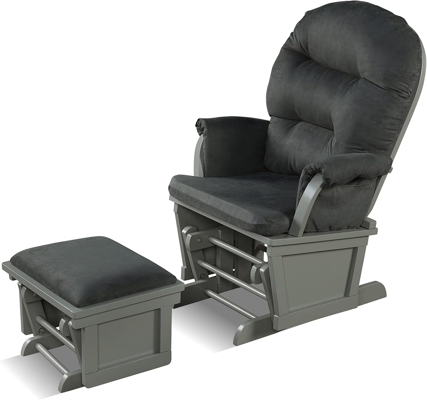 Costzon Baby Glider and Ottoman Cushion Set, Wood Baby Rocker Nursery Furniture for Napping, Nursing, Reading, Upholstered Comfort Nursery Chair w/Padded Armrests & Detachable Cushion (Dark Grey)