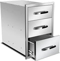 Outdoor Kitchen Drawer BBQ Drawer Outdoor Kitchen Access Drawers Horizontal- Stainless Steel Double Drawers for Outdoor Kitchen Grilling Station Or BBQ Island,14Wx21Dx21H