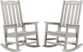Psilvam Oversized Outdoor Rocking Chair Set of 2, Porch Rocker with 21' Wide Seat and 32' Tall Backrest, Pre-Assembled with Most Components for Effortless Installation (Grey)