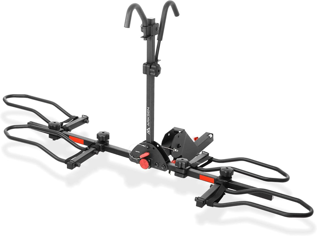 ARKSEN Bike Rack Hitch for Car, SUV & Truck, 2-Bike Hitch Mount Foldable Platform Rack w/Smart Tilt, Holds Electric Bikes up to 75 lbs Each (150 lbs Total), Fits 2' Receiver, for Fat Tire & Standard