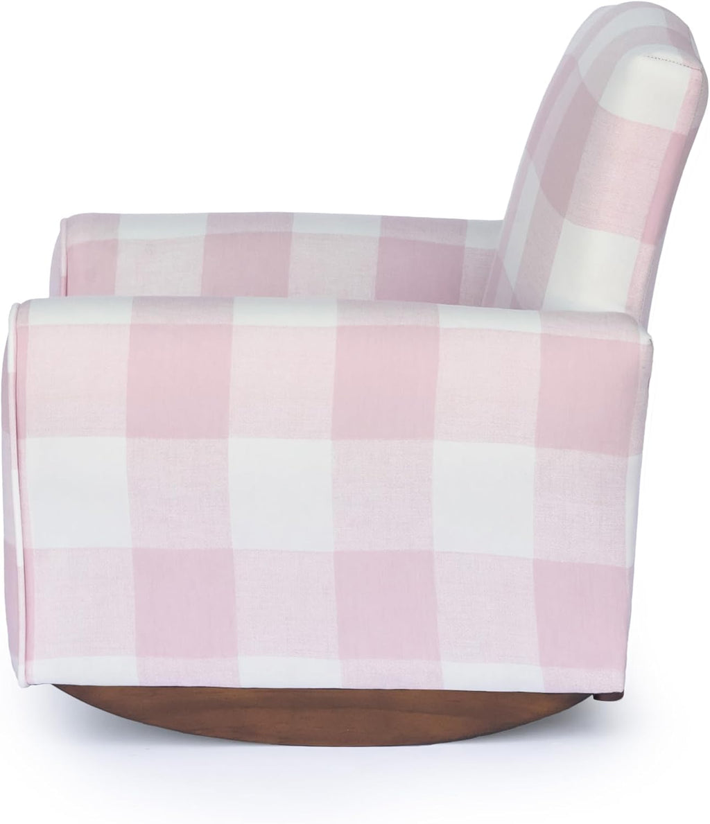 Kid Rocking Chair for Toddlers, Child Chair for Little Kids, Upholstered Toddler Armchair for Children, Comfy and Cute Little Kid Chairs (Rockers, Pink Check)
