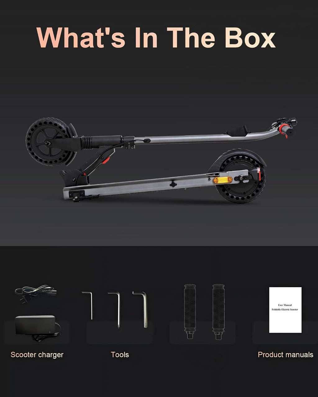 QnQ Electric Scooter 500W Peak Motor, 12 Miles Range & 15 MPH, 8' Flat-Free Tires, UL Certified, Foldable Electric Scooter for Adults, Teens and Big Kids