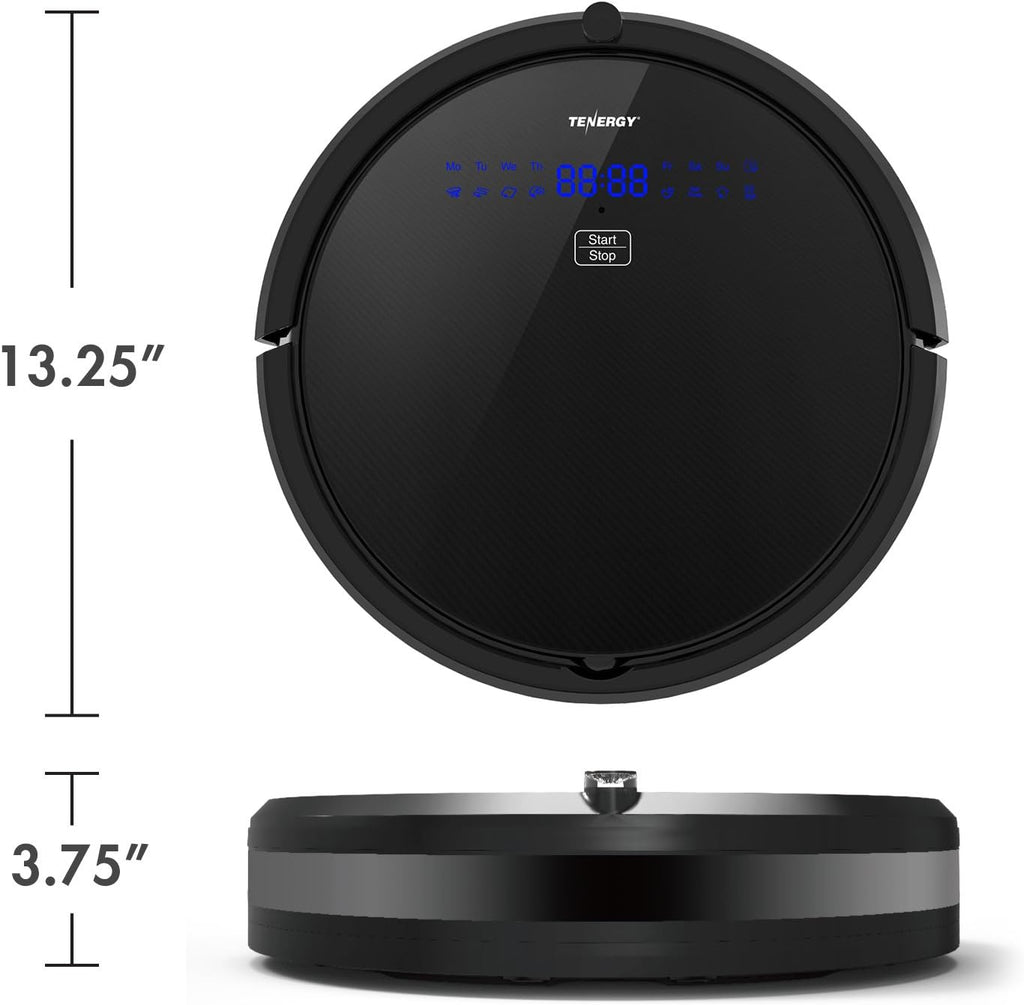 Tenergy Otis Robot Vacuum Cleaner, Max Power Suction Robotic Vacuum, Self-Charging, Smart Sensor, Pet Hair Filter Friendly, Remote Control Vacuum Cleans Hard Floors/Thin Carpets