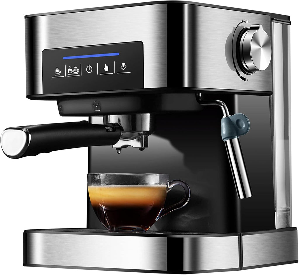 Coffee Machine 20 Bar Pump Espresso and Cappuccino Machine Italian Coffee Machine Household Small Semi-Automatic High Pressure Steam Milk Froth Coffee Machine, Stainless Steel Wire Drawing Body
