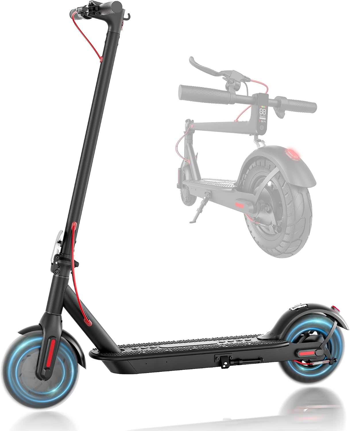 Windone Electric Scooter for Adults, 430W Peak Motor, 19MPH & 17-Mile Range, Foldable Commuter Scooter with 10' Shock-Absorbing Tires & Dual Braking System (UL 2272 Certified)