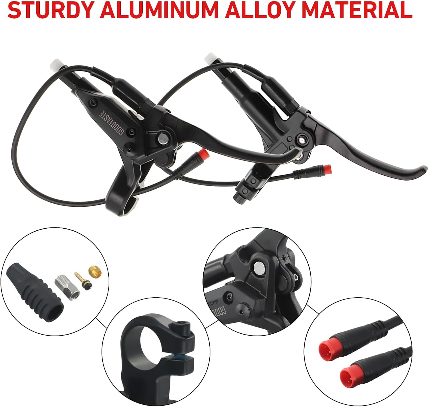 Left & Right Electronic Brake Lever Set for Most Electric Bicycle, GT03 Oil Power-Off Function Ebike Handle, Brake Grips for Electric Bike, Ebike Accessories Cut Off Power (5pcs Left)