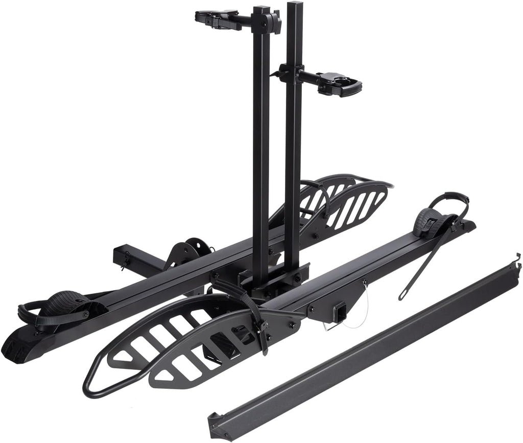 CRAVOT CyberRack E2 Hitch 2 EBike Rack with Ramp, 200 lbs Capacity Electric Bike Carrier Foldable Platform Mount, Up to 5-inch Fat Tire Bicycle for 2'' Receiver Cars Trucks SUVs Minivans RV, Trailer