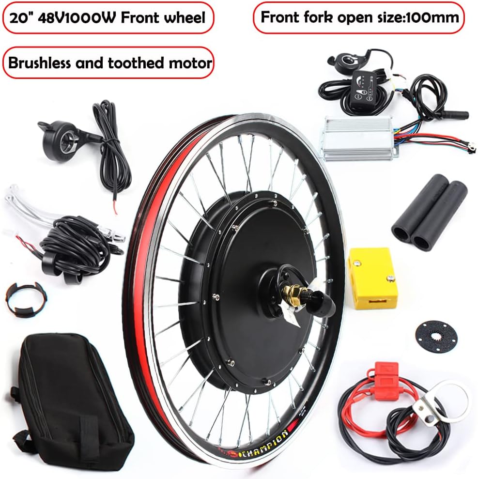20' Front/Rear Wheel Hub Electric Bike Conversion Kit, 36V 250W/48V 1000W E-Bike Powerful Hub Motor Kit with SW-810LED Display Waterproof Wire Front/Rear Wheel Hub Assembly Motor Kit (US Stock)