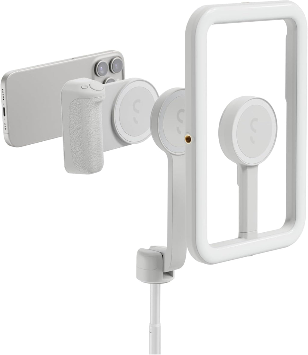 ShiftCam Travel and Creator Kit – MagSafe-Compatible Mobile Creator Bundle for iPhone and Android, Compact Phone Grip, Adjustable LED Light, Extendable Bluetooth Tripod for Vlogging - Creator Kit Pro