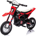 24V Electric Off-Road Motorcycle,250W Motor 13.6MPH Fast Speed Motocross,Leather Seat Dirt Bike,Twist Grip Throttle,Metal Suspension,Air-Filled Tires,for Kids Teens 8+ (Red)