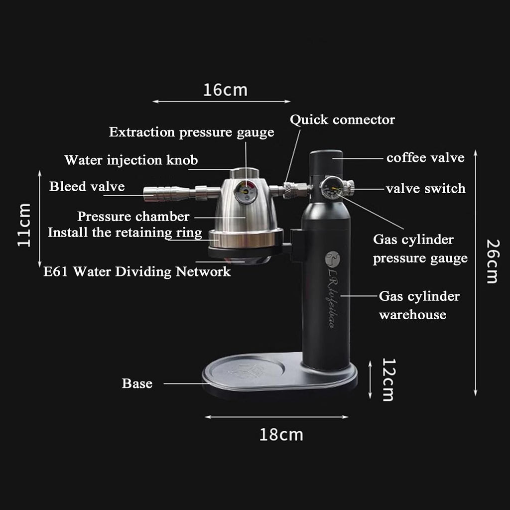 10bar Pneumatic Coffee Machine, Variable Pressure Espresso Machine, Bar Latte Cappuccino Maker, Stand Height Adjustable, 58.5mm Powder Bowl, for Cappuccino
