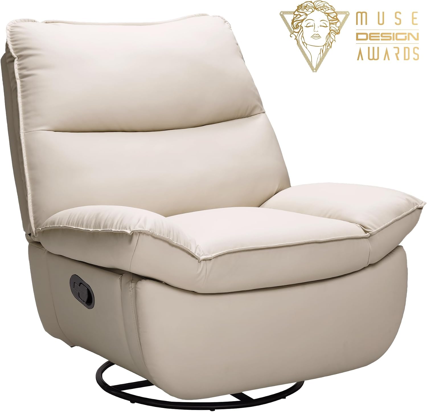 FLEXISPOT XRC7 Swivel Rocker Recliner Chair, 360° Swivel Oversized Armless Recliner Gaming Chair, Award-Winning Design with Premium PU Leather Upholstery for Living Room Gaming Room, Beige