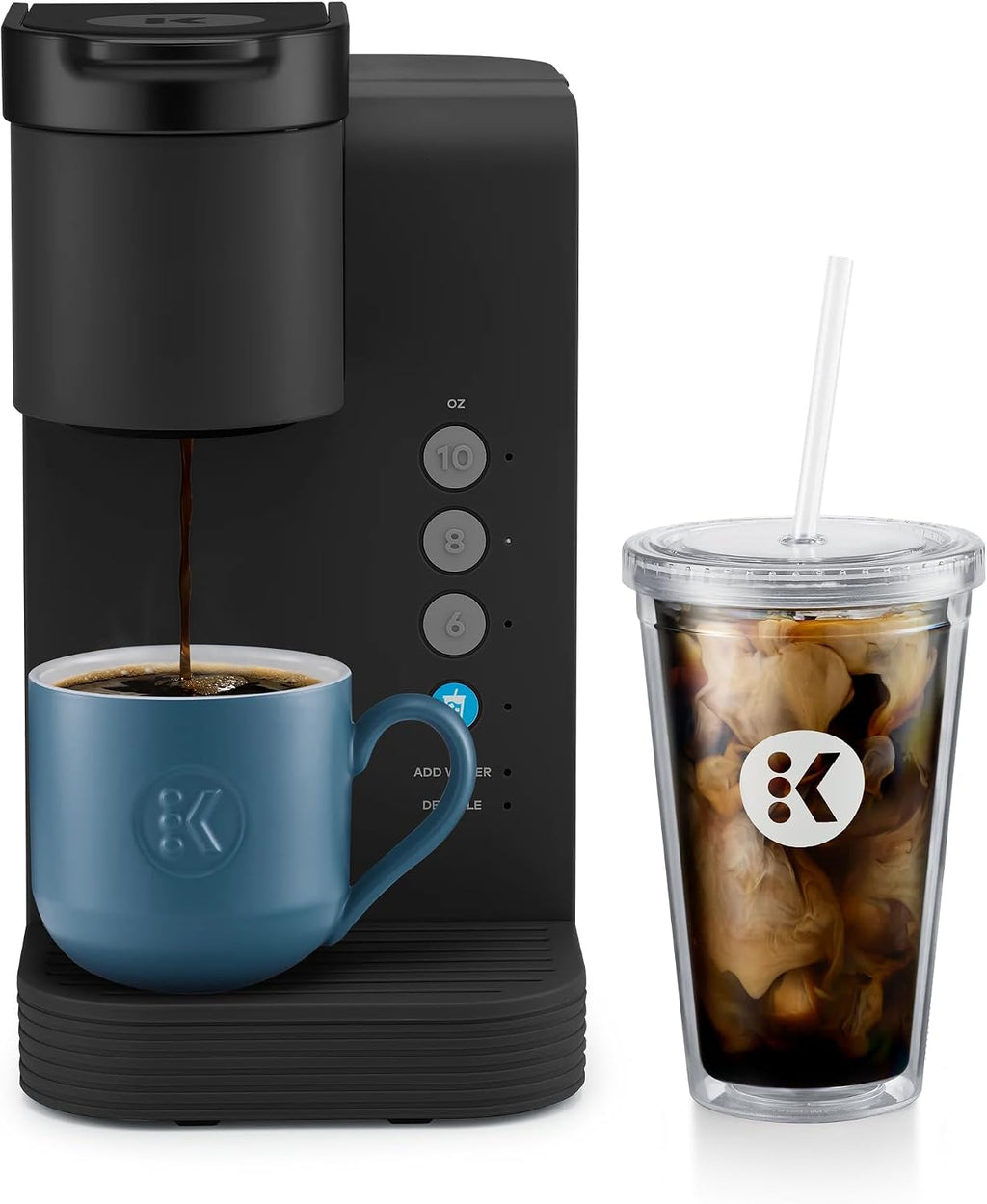 K-Iced Essentials Coffee Maker, Single-Serve KCup Pod Brewer with Removable Reservoir and Auto-Off, Energy Efficient, Includes K Iced Tumbler, Compact, Black