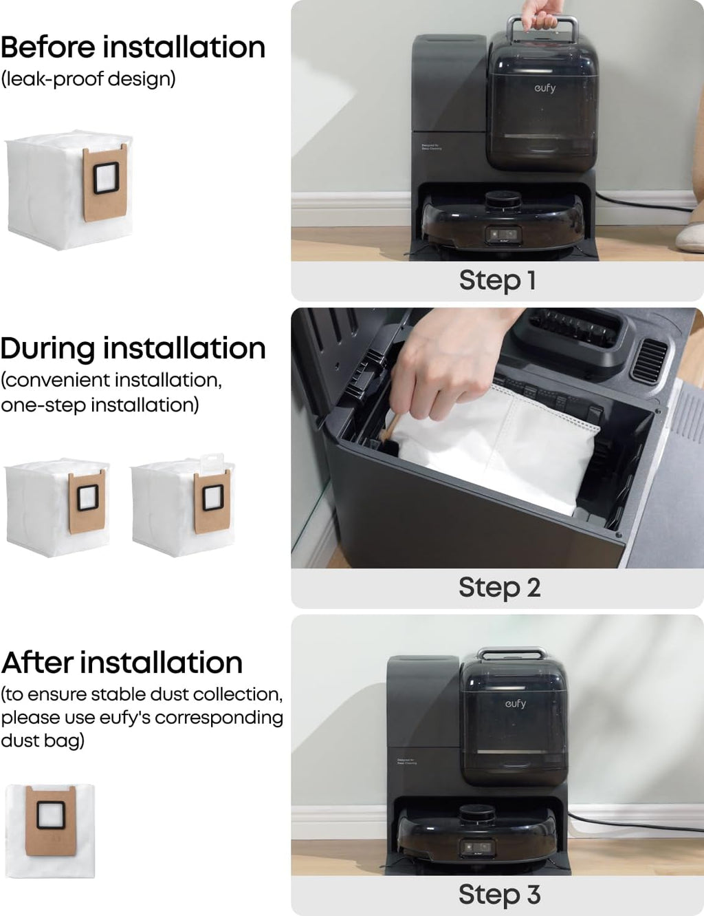 eufy Robot Vacuum E25 White & 3* Dust Bags (Bundle)