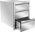 Outdoor Kitchen Drawer Stainless Steel BBQ Triple Drawer Flush Mount for Outdoor Kitchen Island,-16W X 21H X 23D Inch