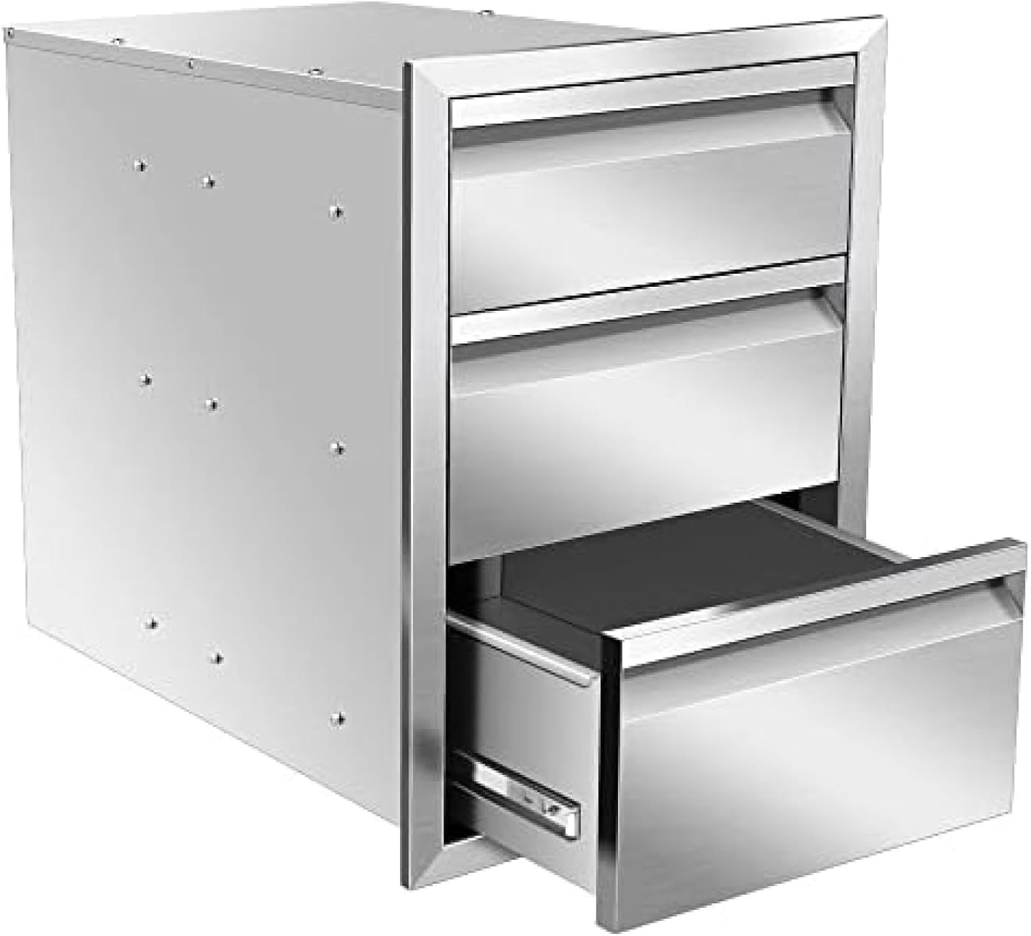 Outdoor Kitchen Drawer Stainless Steel BBQ Triple Drawer Flush Mount for Outdoor Kitchen Island,-16W X 21H X 23D Inch