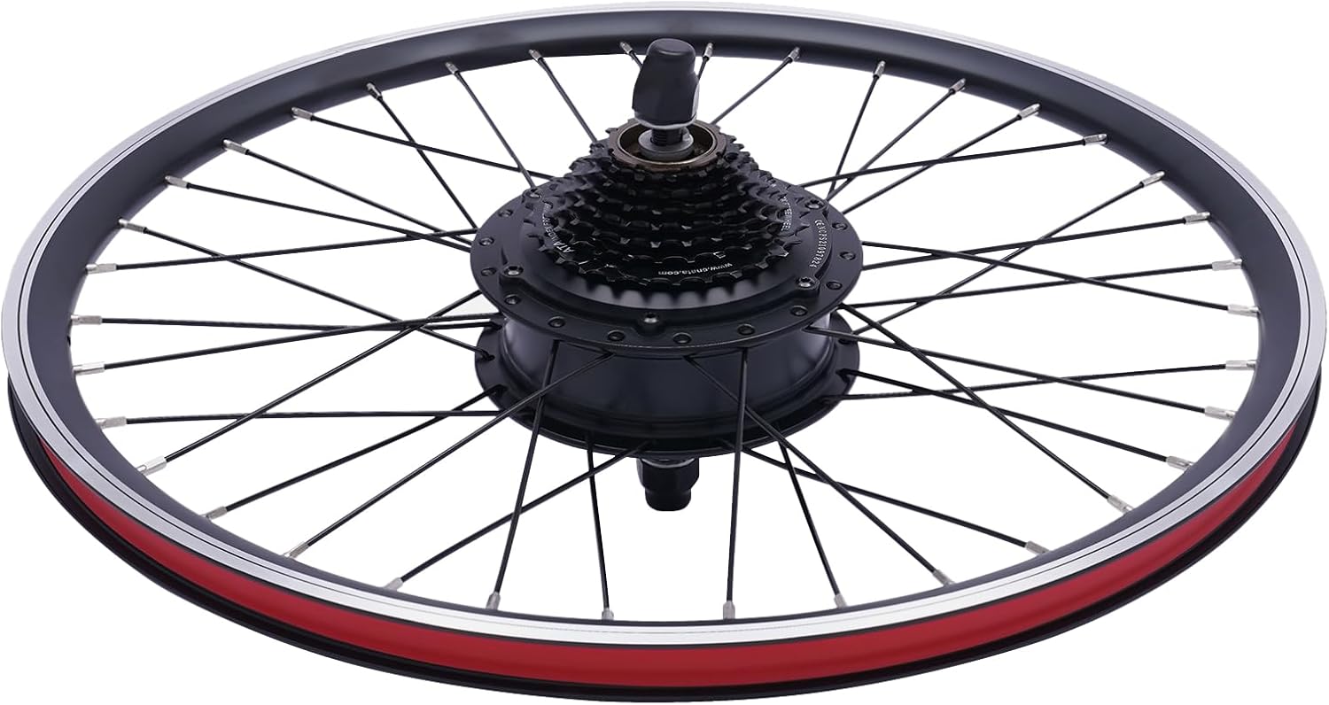Electric Bike Conversion Kit 24'' Rear Wheel 36V 500W E-Bike Conversion Kit Dual Mode Controller 5 Speed Adjustable E-Bike Cycling Hub Conversion Kit, Black