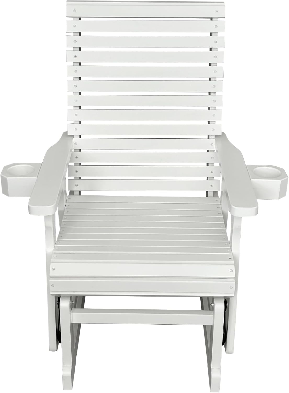 Fortune Candy Wooden Patio Glider for One Person, with High Backrest and Deep Contoured Seat, Solid Fir Wood, Heavy Duty 600 LBS (White, 1-Seater)