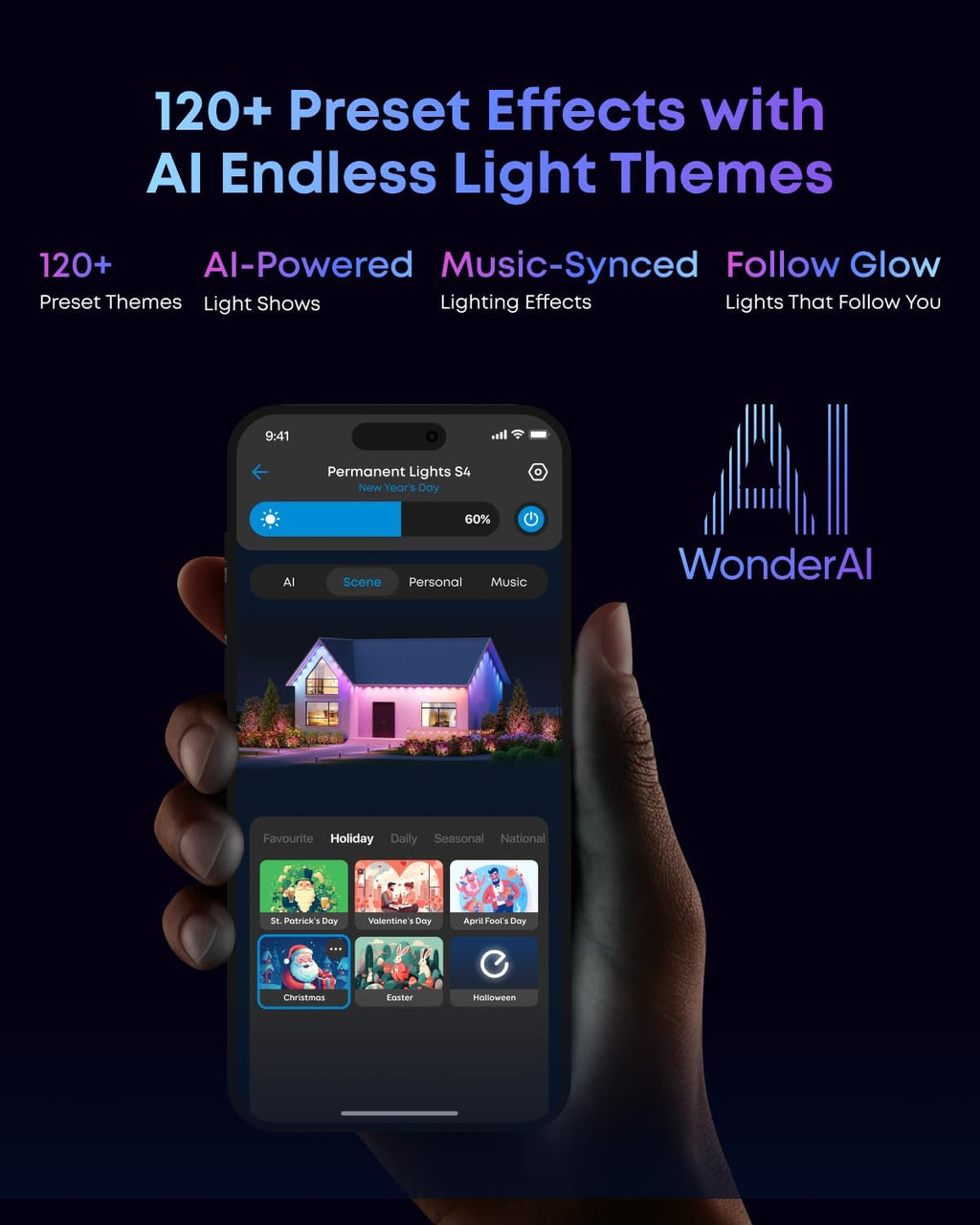 eufy Permanent Outdoor Lights S4, Radar-Activated, 100ft with 72 RGBWW LED String Lights for Daily, Accent and Christmas Decorations, AI Themes, Work Cams, Matter Support, IP67 Waterproof