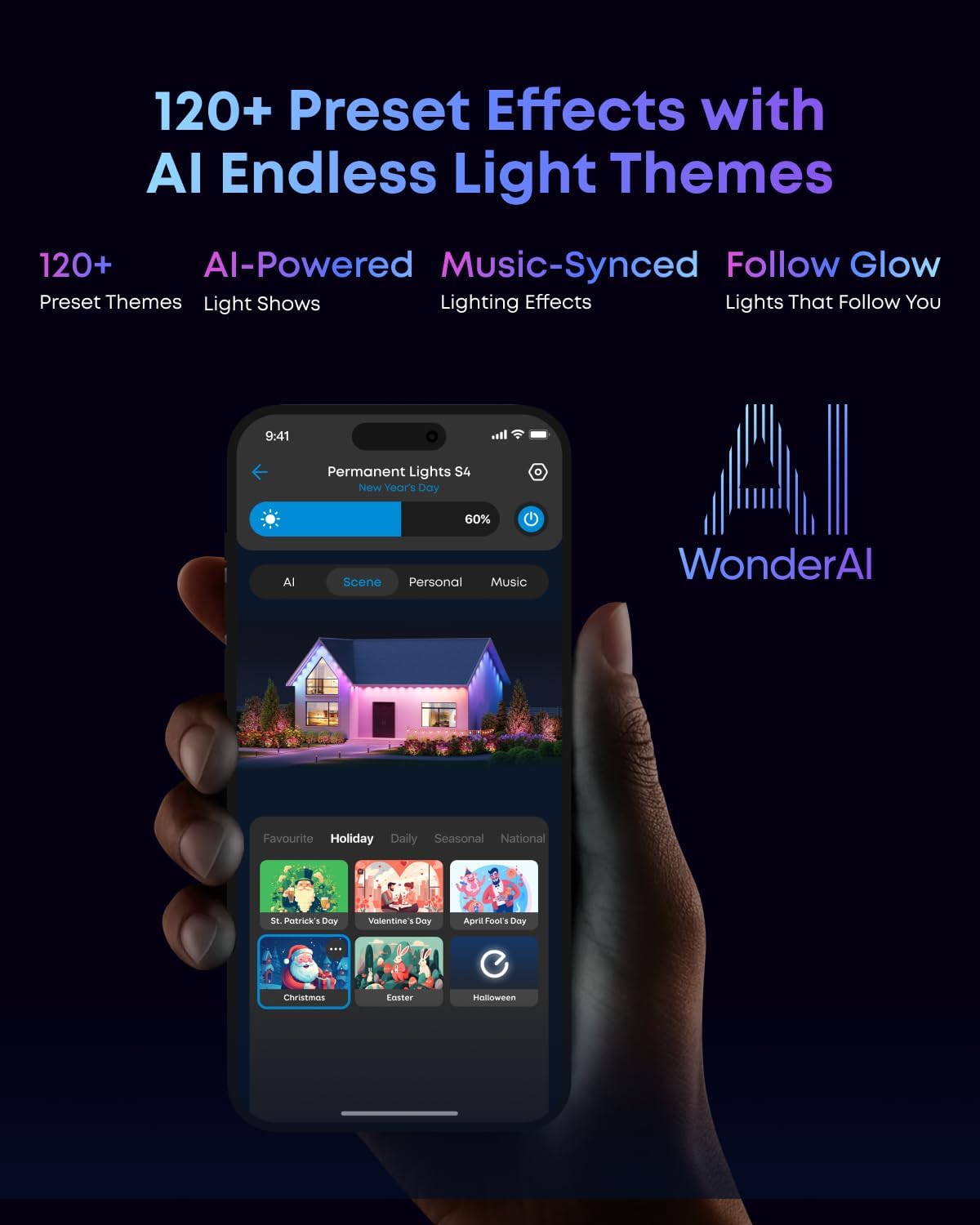 eufy Permanent Outdoor Lights S4, Radar-Activated, 100ft with 72 RGBWW LED String Lights for Daily, Accent and Christmas Decorations, AI Themes, Work Cams, Matter Support, IP67 Waterproof