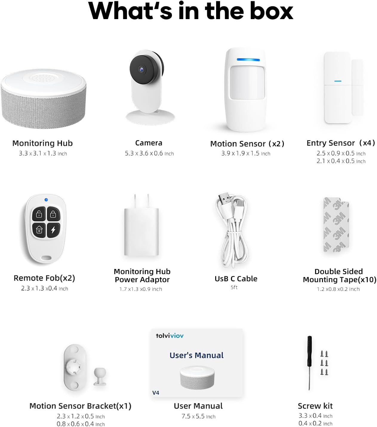tolviviov Alarm System for Home Security, DIY Door Alarm Security Systems, App Alerts, 15Piece Kit, No Monthly fee, WiFi Door Window Motion Sensor, for Home Security and Kids Safety (10 Pack)