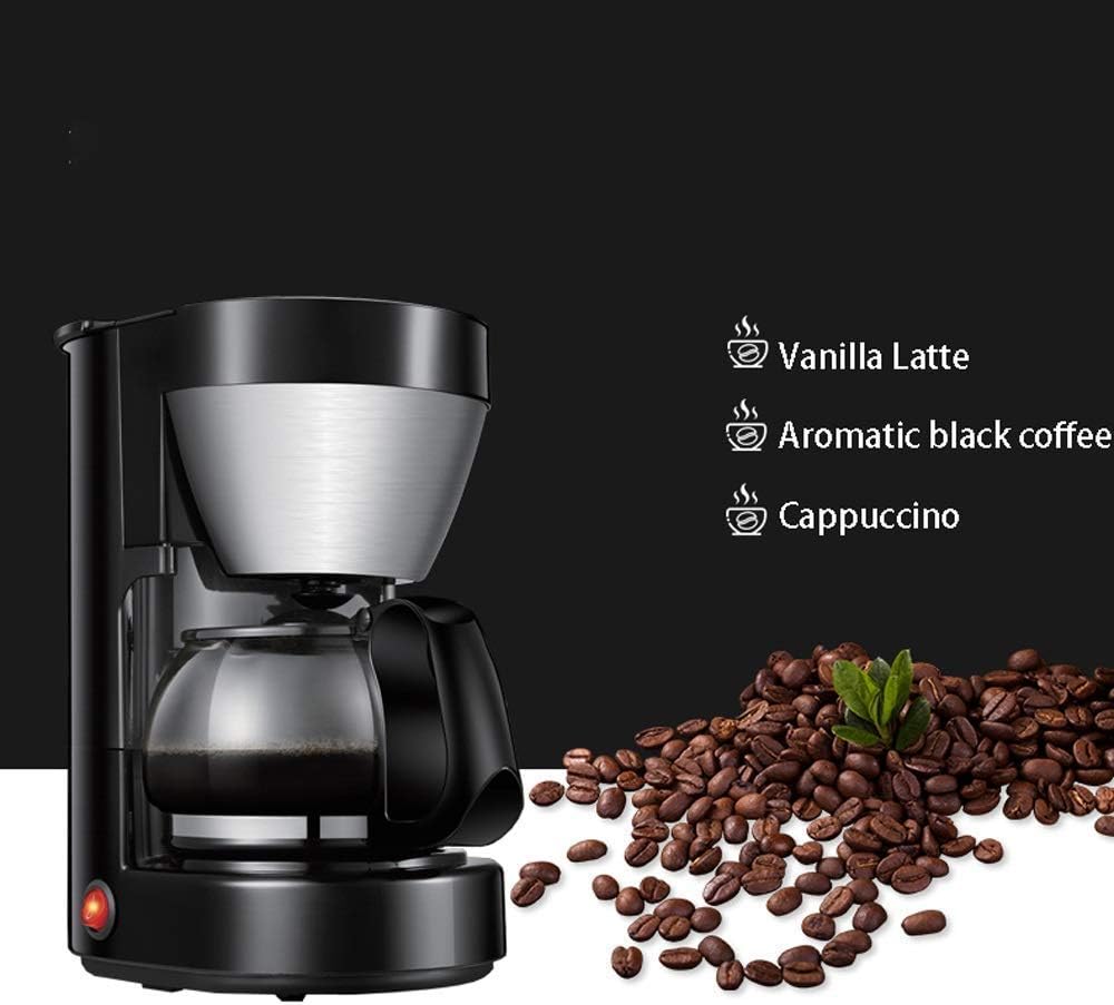 Coffee Machine Coffee Machine, Coffee Filter Coffee Machine Black and Brushed Stainless Steel Coffee Machine,Pp Plastic+Stainless Steel,600W,for Family,Office,for Espresso Cooker