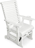 Fortune Candy Wooden Patio Glider for One Person, with High Backrest and Deep Contoured Seat, Solid Fir Wood, Heavy Duty 600 LBS (White, 1-Seater)