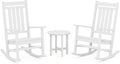 POLYWOOD Estate 3-Piece Rocking Chair Set, Outdoor Porch Rockers with Side Table, All-Weather HDPE Patio Furniture for Deck, Garden, Backyard, White