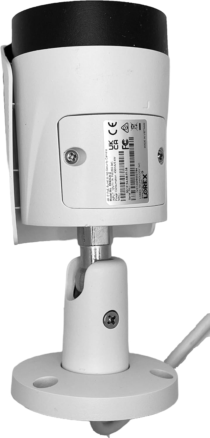 Lorex 4K 8MP IP Bullet PoE White Wired Security Camera | Add-On Camera | Color Night Vision | Smart Motion Detection (Person/Vehicle) | Listen-in Audio | IP67 Weatherproof | Metal Housing