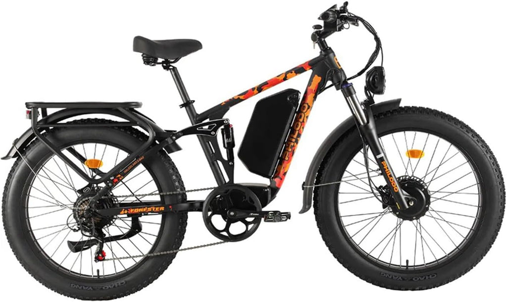 Forester 5000W Peak Dual Motor Electric Bike - 45 MiIe P-hour High-Speed, Fat Tire Ebike with 60V 25Ah Battery, 100+ Mile Range, Full Suspension & Hydraulic Brakes for Adult Off-Road Commuting