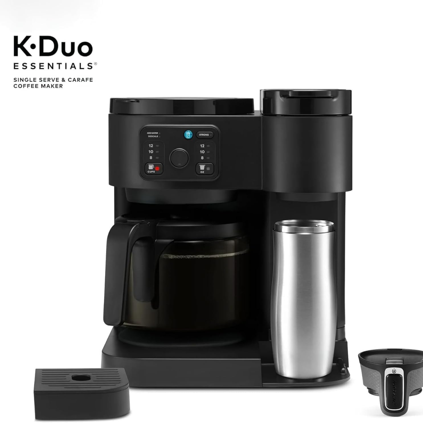 K-Duo Essentials Coffee Maker for Hot and Iced Drinks, Single Serve KCup Pod Brewer and 12 Cup Carafe Drip Coffee Pot, 72 oz Water Reservoir,Pause & Pour Feature, Perfect for Home & Office Use