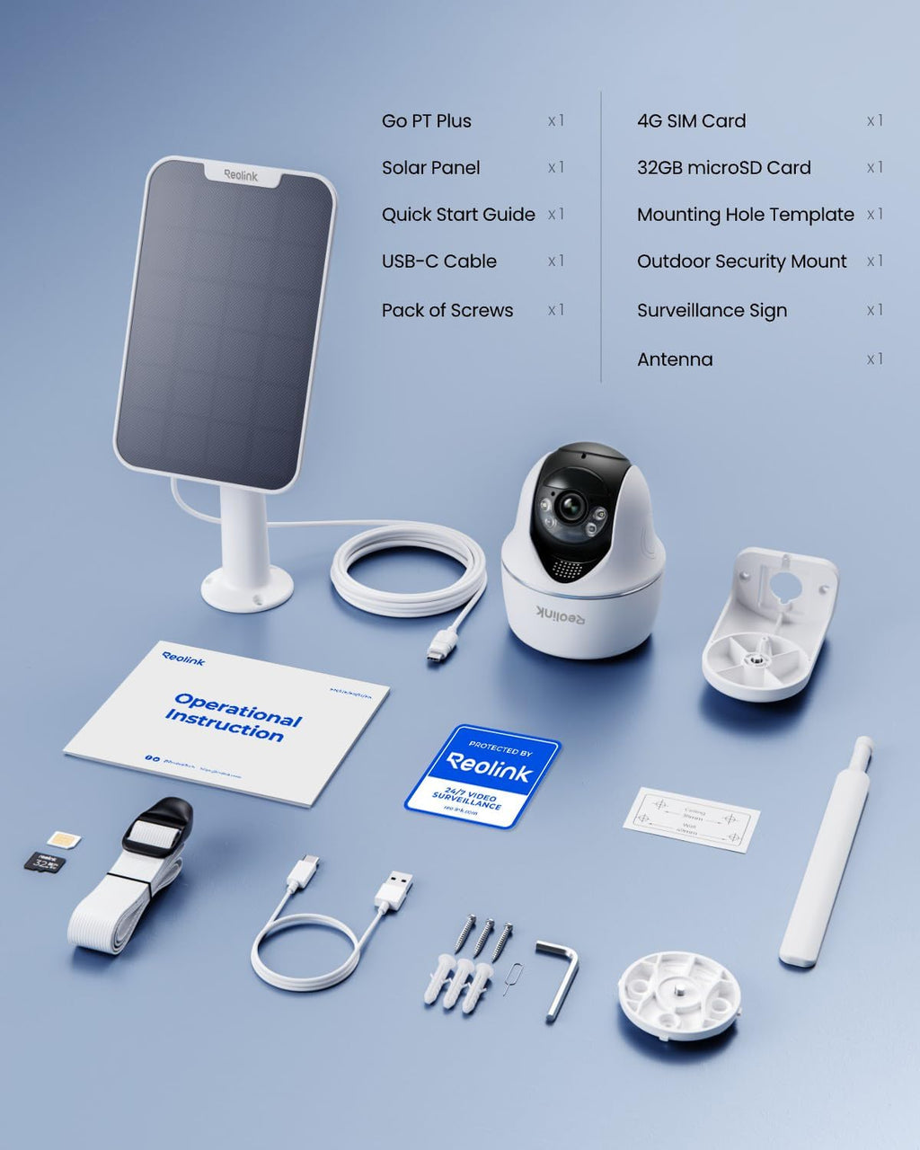 REOLINK 2K+ 4G LTE Cellular Security Camera Wireless Outdoor, 360° Pan-Tilt, No WiFi Solar Powered, 5MP Color Night Vision, Smart AI Detection, Sim+32GB SD Card Included, Go PT Plus+Solar Panel