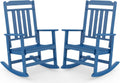 GREENVINES Outdoor-Rocking-Chairs-Set-of-2 | HDPE Plastic | Patio Rockers | Porch Rocker Chair | Oversized | High Back | Big & Tall | Blue