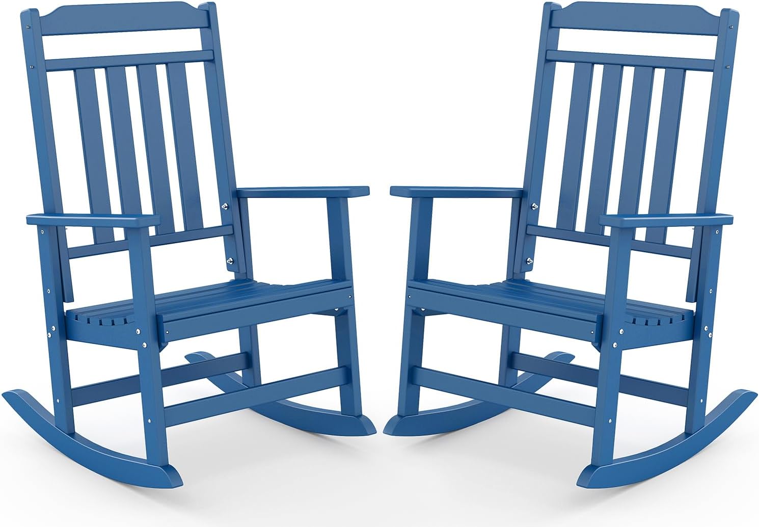GREENVINES Outdoor-Rocking-Chairs-Set-of-2 | HDPE Plastic | Patio Rockers | Porch Rocker Chair | Oversized | High Back | Big & Tall | Blue
