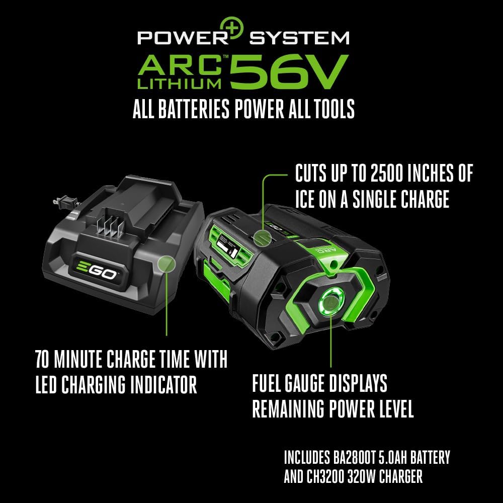 EGO Power+ 8' Auger, Electric Ice Auger for Ice Fishing, Includes 56V 5.0Ah Battery and Charger - IG0804