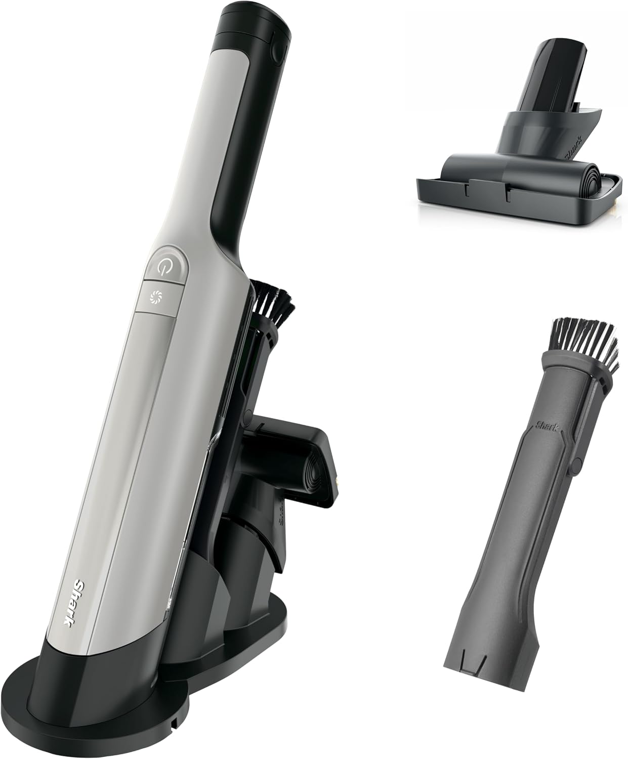 Shark WANDVAC Power PET Cordless Hand Vac, Ultra-Lightweight & Portable with Powerful Suction & Boost Mode, NEW FurFins Tool & Duster Crevice Tool, Designed for Car & Pet Homes, White, WV410WH