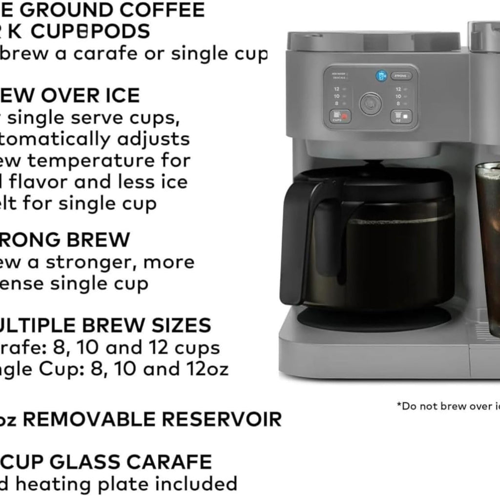 K-Duo Essentials Coffee Maker for Hot and Iced Drinks, Single Serve KCup Pod Brewer and 12 Cup Carafe Drip Coffee Pot, 72 oz Water Reservoir,Pause & Pour Feature, Perfect for Home & Office Use